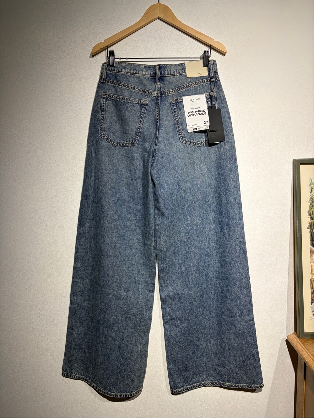 Rag & Bone The Sofie High Rise Ultra Wide Leg Jeans Theo NWT Size 27 $288 - Picture 4 of 5